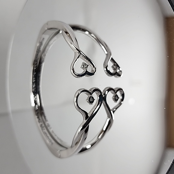 Silver Double Heart 💕 Granddaughter Diamond 💎 Bracelet - Picture 5 of 9